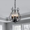 3 – Light Branch Crystal Chandelier Small Flush Mount Vintage Pendant Hanging Lighting Farmhouse Light Fixture for Bedroom Porch Dining Room Kitchen Hallway Foyer(Matte Black)