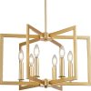 Dining Room Light Fixture Gold 6 Lights Modern Wrought Iron Farmhouse Chandelier Kitchen Island Lighting Golden Pendant Light for Living Room Foyer Entryway,  Socket, Height Adjustable,21.2″