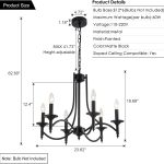 Black Farmhouse Chandelier Iron Chandeliers for Dining Room Light Fixture 6-Light Rustic Industrial Hanging Pendant Light for Kitchen Island Foyer Living Room Bedroom