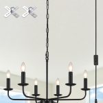 6 Light Plug in Chandelier, Hanging Lights with Plug in Cord & on/Off Switch, Farmhouse Plug in Hanging Light for Dining Room, Living Room, Kitchen, Bedroom, Entryway