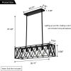 Kitchen Island Pendant Lighting 6-Light Black Metal Industrial Bar Chandelier Fixtures Vintage Hanging Farmhouse Rectangle Linear Chandelier for Dining Room Living Room