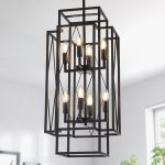 31.5″ Black Farmhouse Chandelier,8-Light  Tiered Pendant Light Fixtures,Rustic Industrial Foyer Lighting Fixtures,Large Staircase Chandeliers for High Ceilings,Modern Chandeliers for Entryway