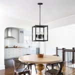 4-Light Chandelier, Black Modern Ceiling Chandelier Light Metal  Fixture with Farmhouse Iron Cage Adjustable Height Rustic Geometric Hanging Light  Base for Kitchen Island, Indoor