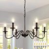 Farmhouse Chandelier for Dining Room: 6-Light Black Industrial Kitchen Island Pendant Light Fixture with 6  Bulbs – Rustic Candle Chandeliers Vintage Modern Hanging Ceiling Lamp for Bedroom