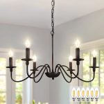 Farmhouse Chandelier for Dining Room: 6-Light Black Industrial Kitchen Island Pendant Light Fixture with 6  Bulbs – Rustic Candle Chandeliers Vintage Modern Hanging Ceiling Lamp for Bedroom