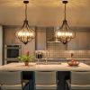 Black Farmhouse Chandelier 6-Lights Rustic Iron Pendant Light Fixtures Height Adjustable Vintage Chandeliers for Dining Room Kitchen Island Foyer Entryway Bedroom